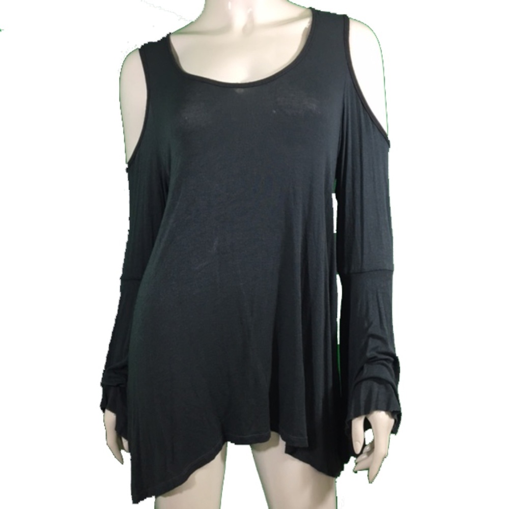 EUC Elan Black Cold Shoulder Long Sleeve (1136)